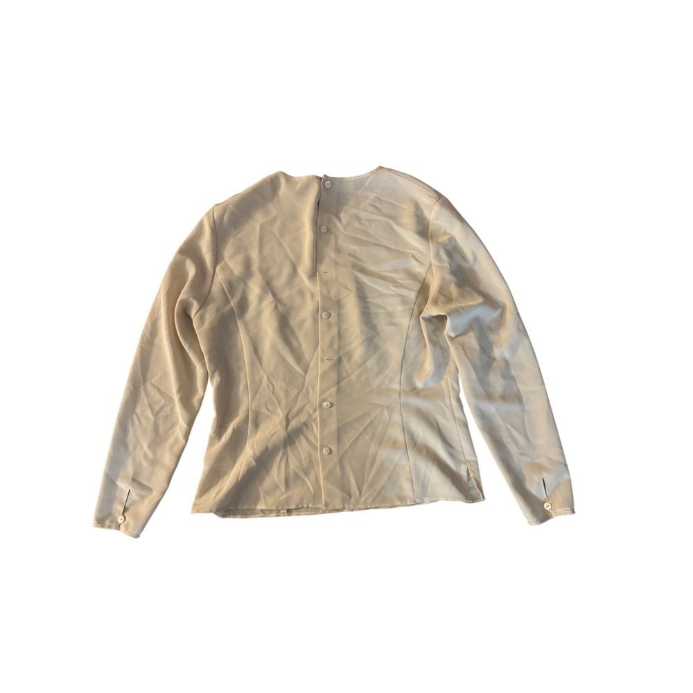 Burberrys Vintage Cream Long Sleeve Button Back Blouse Tailored Crepe Top - Picture 6 of 10